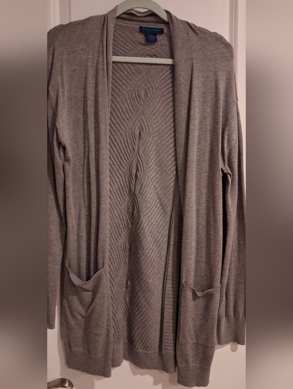 Open-Front Cardigan with Cable-Panel